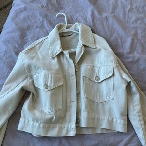 Cream denim cropped jacket